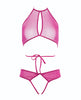 Lataa kuva gallerian katseluohjelmaan, Allure Marley Mesh Peek A Boo Top & Open Panty Hot Pink S/M