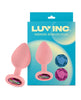 Indlæs billede i gallerifremviser, Luv Inc. Jeweled Silicone Butt Plug w/Three Stones - Medium Light Pink