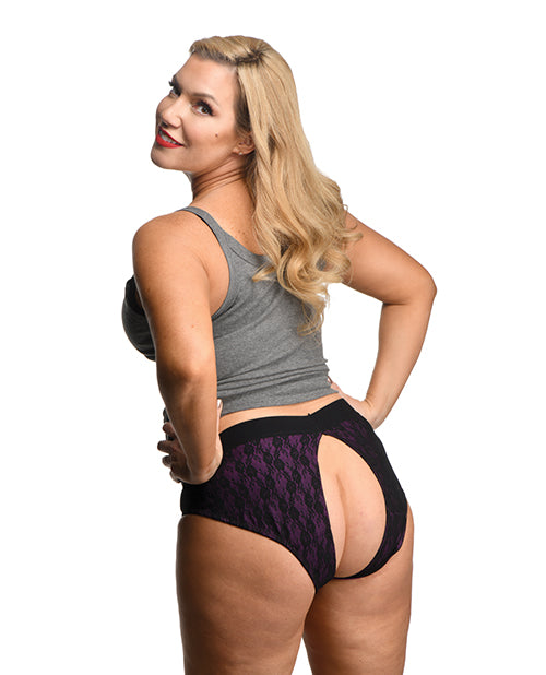 Cargue la imagen en el visor de la galería, Strap U Lace Envy Crotchless Panty Harness - 3XL Purple