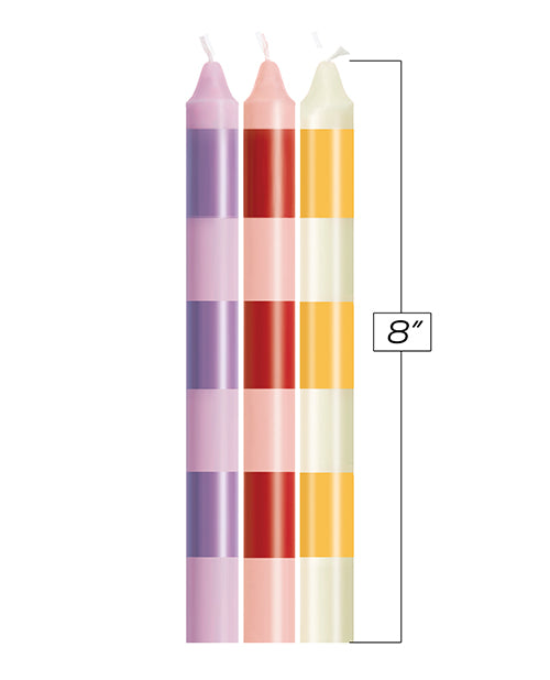 Załaduj obraz do przeglądarki galerii, The 9's Make Me Melt Sensual Warm-Drip Candles - Pastellines Stripes Pack of 3
