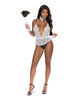 Load image into Gallery viewer, Dress Up Lace Deep V Teddy Collar Cuffs Black White LXL