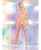 Load image into Gallery viewer, Darque PVC Harness Open Cup Halter Top & Garter Leg Bands Pink OS