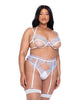 Cargue la imagen en el visor de la galería, Holiday Snow Queen Metallic Snowflake Embroidered Bra & High Waisted Thong Blue/White 1X