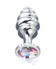Load image into Gallery viewer, Nixie Honey Dipper Ribbed Metal Rainbow Jeweled Butt Plug - Large