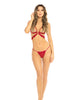 Załaduj obraz do przeglądarki galerii, Rene Rofe Danger Zone Open Cup Bralette & G-String Red M/L