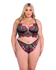 Load image into Gallery viewer, Peony Paradise Underwire Bralette & G-String - Black 2X