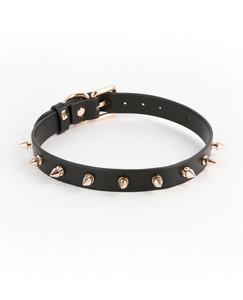 Load image into Gallery viewer, Fetish Fashion Medusa Collar Black PU Spiked Adjustable 11.5 To 17.5 Inches