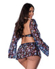 Indlæs billede i gallerifremviser, Hazy Dayz Shrooms Crop Top w/Skirt & Thong - Black QN