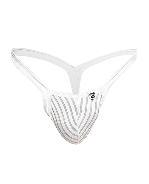Load image into Gallery viewer, Male Basics Y Buns Thong White Sheer XL