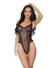 Load image into Gallery viewer, Stretch Mesh Underwire Teddy w/Ribbon Detail Black Medium