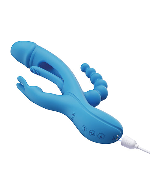 Lataa kuva gallerian katseluohjelmaan, Trilux Kinky Finger Rabbit Vibrator w/Anal Beads - Blue