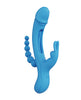 Lataa kuva gallerian katseluohjelmaan, Trilux Kinky Finger Rabbit Vibrator w/Anal Beads - Blue