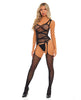 Carregar imagem no visualizador da Galeria, Pink Lipstick On Level High Criss Cross Bodystocking Black O/S