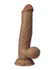 Cargue la imagen en el visor de la galería, Shaft Flexskin Liquid Silicone 8.5" Vibrating Side Curve Dong w/Balls - Oak