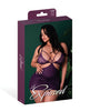 Charger l'image dans la visionneuse de la galerie, Leather & Lace Stretch Mesh and Lace Chemise w/Thong 2 pc Set - Plum 2X
