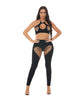 Load image into Gallery viewer, Pink Lipstick Heart Rate Halter Bra & Leggings 2 pc Set - Black O/S