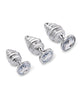 Charger l'image dans la visionneuse de la galerie, Gemsations 3 pc 2.95" & 3.25" & 3.7" Ripple Bling Bling Metal Butt Plug Training Set - Silver