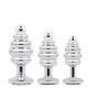 Charger l'image dans la visionneuse de la galerie, Gemsations 3 pc 2.95" & 3.25" & 3.7" Ripple Bling Bling Metal Butt Plug Training Set - Silver