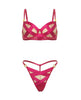 Cargue la imagen en el visor de la galería, Raelynn Satin Strappy Underwire Bra w/G-String 2 pc Set - Pink Yarrow XL