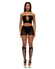Charger l'image dans la visionneuse de la galerie, Cross Your Mind Tube Top w/Boy Short & Open Toe Socks Bodystocking - Black QN