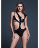 Φόρτωση εικόνας στο πρόγραμμα προβολής Gallery, Allure Risque Lover Teddy με εμφάνιση λάτεξ, βινύλιο και άνοιγμα peek-a-boo - Μαύρο MD