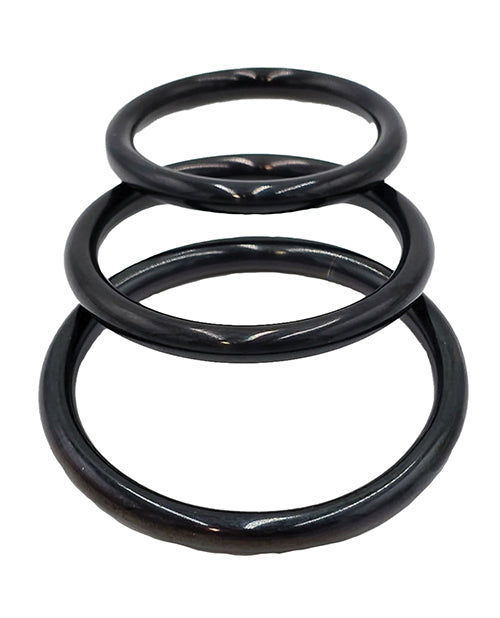 Load image into Gallery viewer, Rouge Black Stainless Steel 3 Piece Cock Ring Set - Black