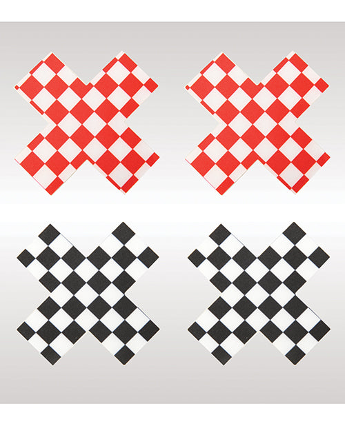 Ladda bilden i Galleri Viewer, Peekaboos Off the Wall Checkered Pasties - 2 Pairs 1 Black/1 Red