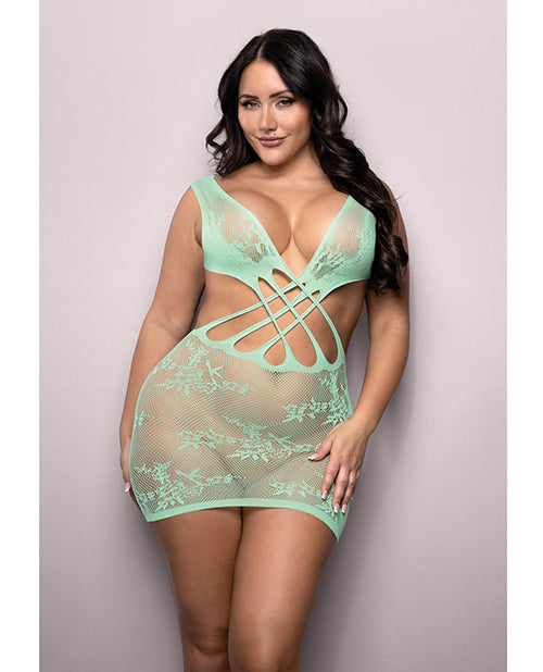 Carica l'immagine nel visualizzatore Galleria, Vixen Yours Truly Strappy Floral Knit Crossover Dress - Mint QN