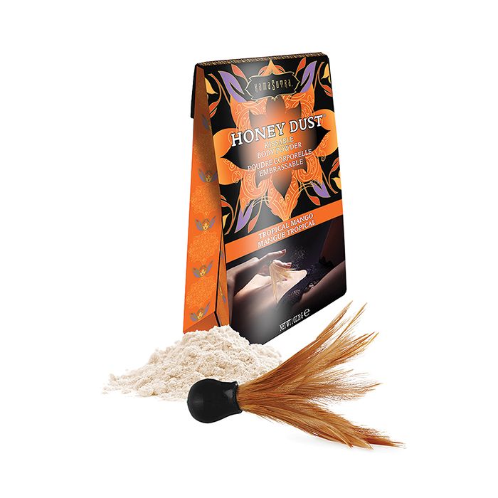 Bild in den Galerie-Viewer laden, Kama Sutra Honey Dust 1 Oz Tropical Mango Body Powder With Feather Applicator