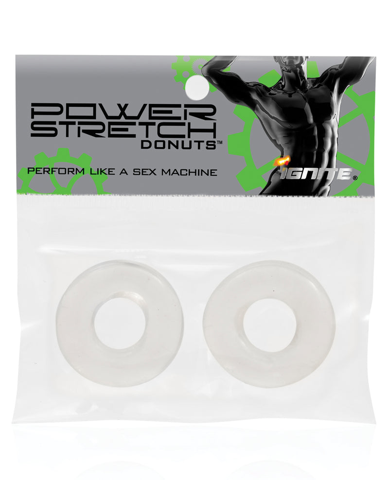 Încărcați imaginea în vizualizatorul Galerie, Ignite Power Stretch Donut Cock Ring - Clear Pack of 2