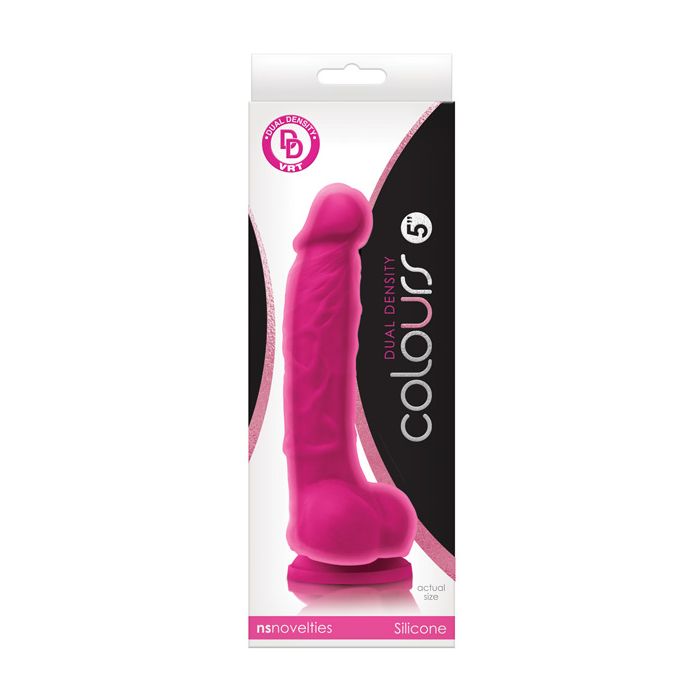 Load image into Gallery viewer, Colours Dual Density 5" Dong w/Balls & Suction Cup - Pink