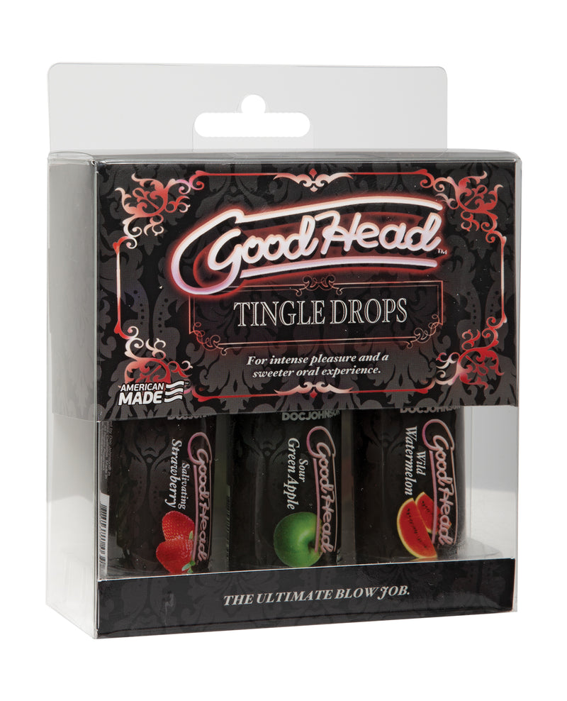 Încărcați imaginea în vizualizatorul Galerie, GoodHead Tingle Drops Kit Strawberry Green Apple Watermelon 1 Oz Bottles
