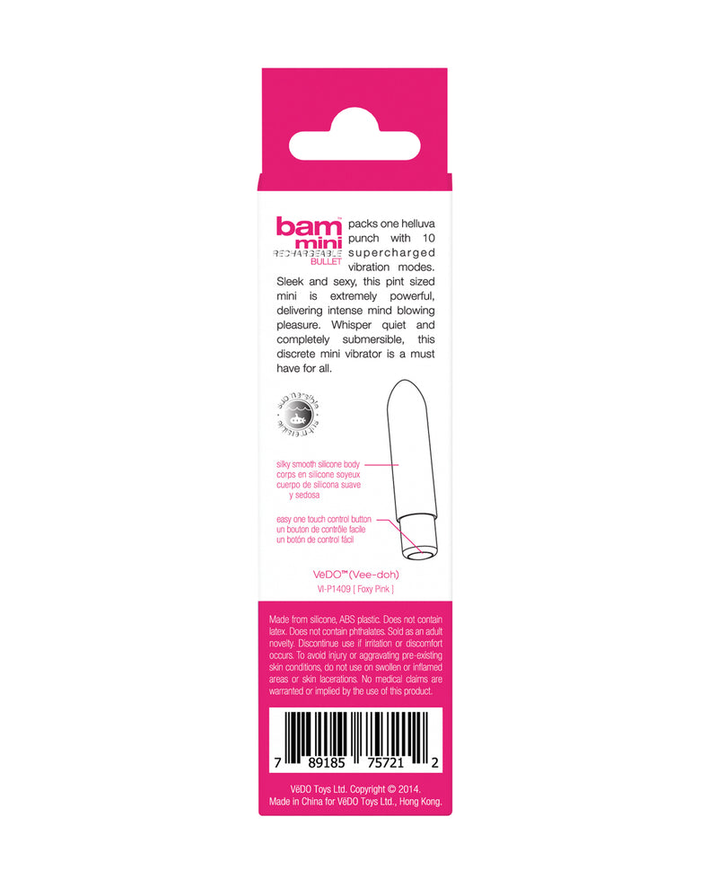 Load image into Gallery viewer, VeDO Bam Mini Rechargeable Bullet Vibe - Foxy Pink