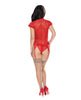Carica l'immagine nel visualizzatore Galleria, Ooh La Lace Cap Sleeve Basque & Tanga Panty Red L/XL