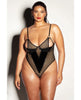 Cargue la imagen en el visor de la galería, FETISH Frisky Fishnet & Vinyl Shelf Cup Peek A Boo Teddy Black 2X