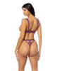 Cargue la imagen en el visor de la galería, Evrice Lace and Mesh Underwire Bra w/Thong - Purple L/XL