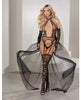 Indlæs billede i gallerifremviser, Private Dancer Gartered Teddy w/Thigh High Stockings & Detachable Train Black MD