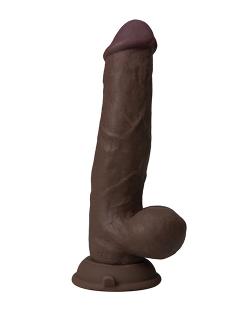 Załaduj obraz do przeglądarki galerii, Shaft Flexskin Liquid Silicone 8.5" Vibrating Side Curve Dong w/Balls - Mahogany