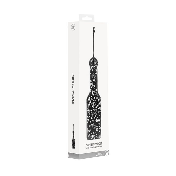 Load image into Gallery viewer, Shots Ouch Love Street Art Fashion Printed Paddle - Black