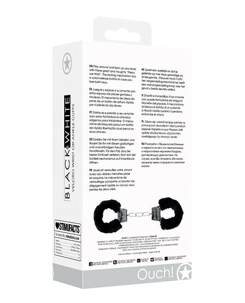 Indlæs billede i gallerifremviser, Shots Ouch Black & White Velcro Hand/Ankle Cuffs - Black