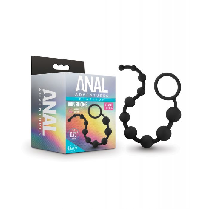 Load image into Gallery viewer, Blush Anal Adventures Platinum Silicone 10 Anal Beads - Black