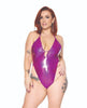 Lataa kuva gallerian katseluohjelmaan, Darque PVC Halter Teddy w/Adjustable Straps - Purple QN