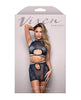 Charger l'image dans la visionneuse de la galerie, Vixen At Last Floral Lace Knit Tie Back Top w/Skirt 2 pc Set - Navy O/S