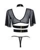 Lataa kuva gallerian katseluohjelmaan, Adore Dreamer Sheer Mesh Strappy Top & Thong Black O/S