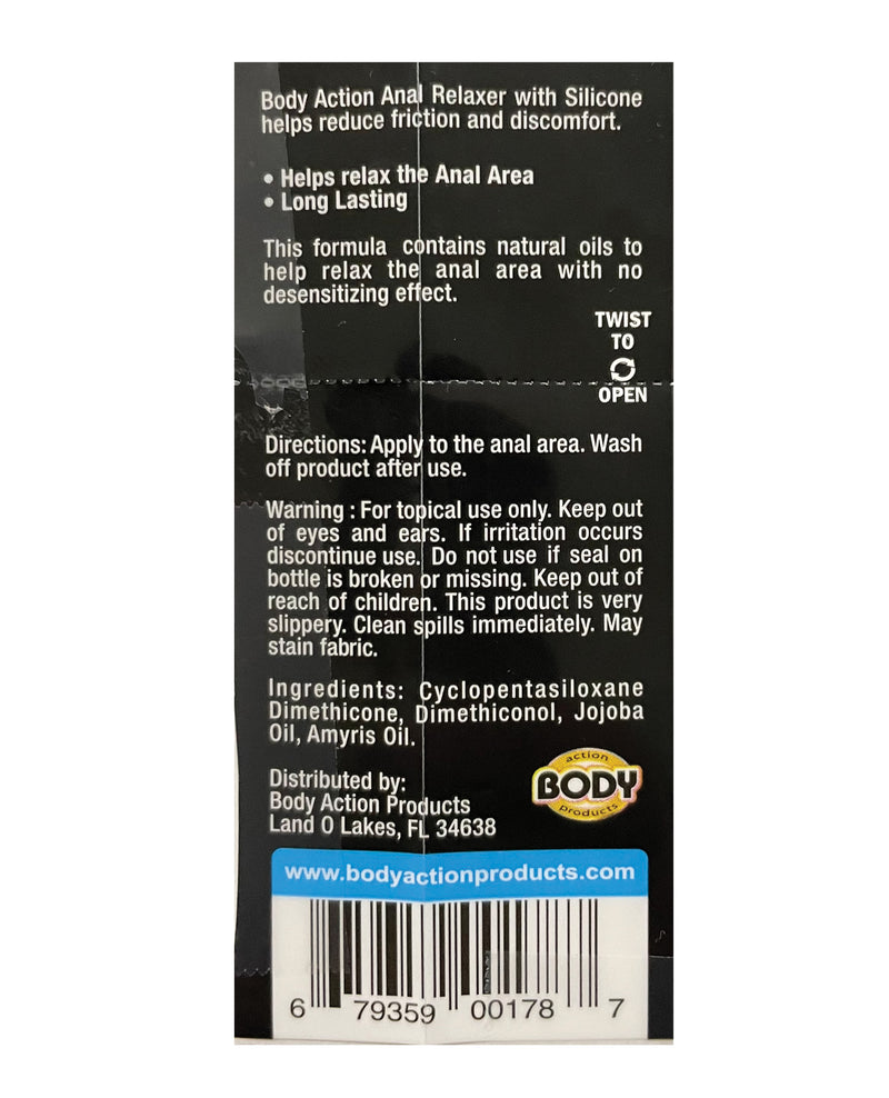 Lataa kuva gallerian katseluohjelmaan, Body Action Anal Relaxer silikoniliukuvoide - 0,5 oz