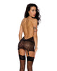 Lataa kuva gallerian katseluohjelmaan, Floral Lace Chemise w/Chain Details, Attached Garters & G-String 2 pc Set - Black MD