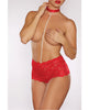 Indlæs billede i gallerifremviser, Allure Posh & Spicey Crotchless Panty w/Choker & Pearls - Red O/S