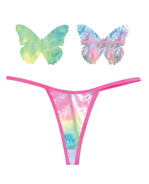 Bild in den Galerie-Viewer laden, Neva Nude Naughty Knix Rainbow Sherbet Velvet G-String & Pasties - (Color Varies) Multi O/S