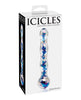 Încărcați imaginea în vizualizatorul Galerie, Masajer din sticlă suflată manual Icicles nr. 8 - Transparent cu dungi albastre în interior