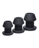 Indlæs billede i gallerifremviser, Master Series Gape-Grommets 3 pc Hollow Silicone Anal Dilator Set - Black